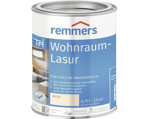 Lasure pour espace d'habitation Remmers blanc 750 ml Lasure d''intérieur Remmers pour bois, pot de 0,75 litre
