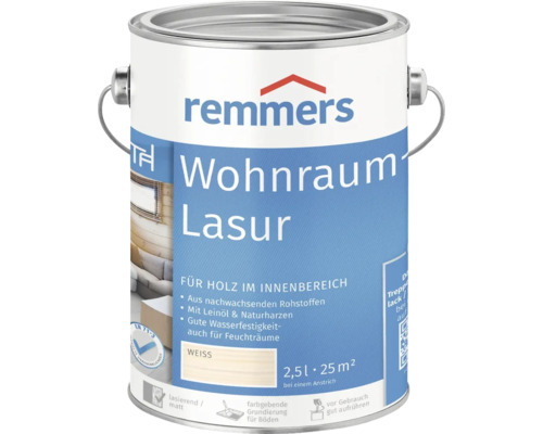 Lasure pour espace d'habitation Remmers blanc 2.5 l Remmers Lasure d''intérieur pour pièces d''habitation dans un seau métallique de 2,5 litres