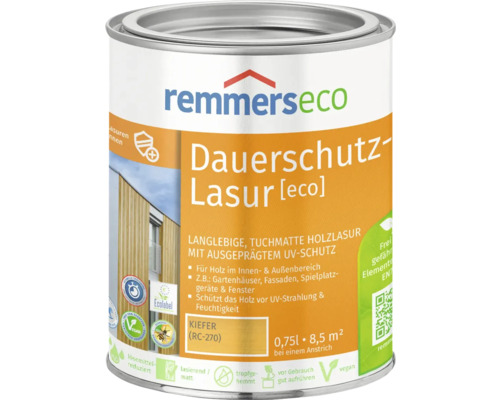 Lasure de protection longue durée à l'huile Remmers eco pin 750 ml