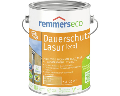 Lasure de protection longue durée Remmers eco chêne clair 2,5 l