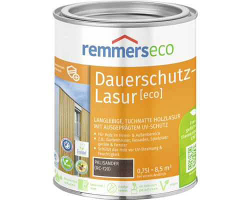 Lasure de protection longue durée Remmers eco palissandre 750 ml