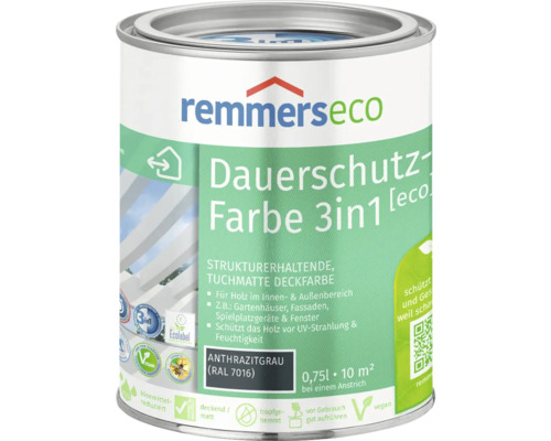 Peinture à l'huile pour bois Remmers eco RAL 7016 gris anthracite 750 ml