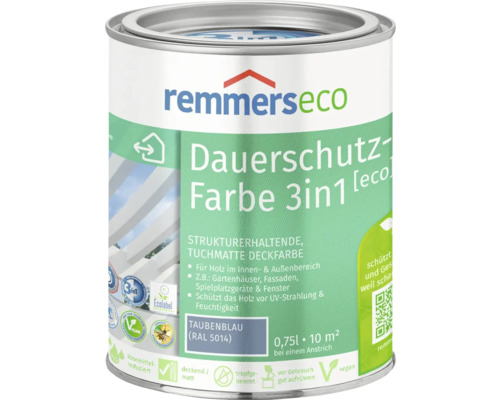 Peinture à l'huile pour bois Remmers eco RAL 5014 bleu pigeon 750 ml