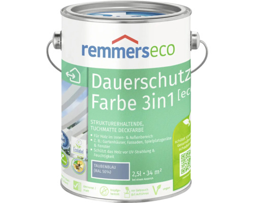 Peinture à l'huile pour bois Remmers eco RAL 5014 bleu pigeon 2,5 l