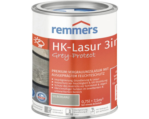 Remmers HK-Lasur grey protect silbergrau 750 ml Remmers HK-Lasur 3in1 Grey-Protect Holzlasur, Gebinde