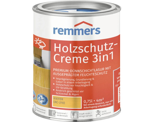 Crème de protection du bois Remmers pin 750 ml Remmers Holzschutz-Creme 3en1 Pin pot de 0,75 litre