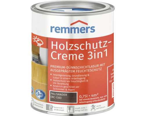 Crème de protection du bois Remmers palissandre 750 ml Remmers Crème de protection du bois 3en1 palissandre boîte 0,75 litre