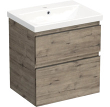 Jungborn Waschplatz TRENTA BxHxT 60x65x45 cm wellington eiche mit Keramik-Waschtisch Griffleiste schwarz