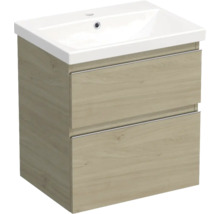 Jungborn Waschplatz TRENTA BxHxT 60x65x45 cm kendal eiche natur mit Keramik-Waschtisch Griffleiste chrom matt
