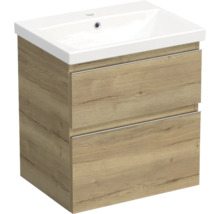 Jungborn Waschplatz TRENTA BxHxT 60x65x45 cm halifax eiche natur mit Keramik-Waschtisch Griffleiste chrom matt
