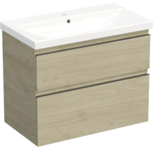 Jungborn Waschplatz TRENTA BxHxT 80x65x45 cm kendal eiche natur mit Keramik-Waschtisch Griffleiste schwarz