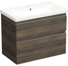 Jungborn Waschplatz TRENTA BxHxT 80x65x45 cm gladstone eiche tabak mit Keramik-Waschtisch Griffleiste chrom matt
