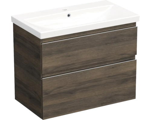 Jungborn Waschplatz TRENTA BxHxT 80x65x45 cm gladstone eiche tabak mit Keramik-Waschtisch Griffleiste chrom matt Jungborn Waschplatz TRENTA BxHxT 80x65x45 cm gladstone eiche tabak mit Keramik-Waschtisch Griffleiste chrom matt