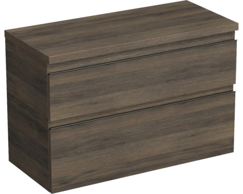 Meuble sous vasque Jungborn TRENTA lxhxp 96,7 x 64,6 x 44,5 cm couleur de façade chêne décor bois TRE DESK 100 2Z B 25