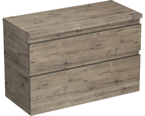 Meuble sous vasque Jungborn TRENTA lxhxp 96,7 x 64,6 x 44,5 cm couleur de façade chêne décor bois TRE DESK 100 2Z B D370