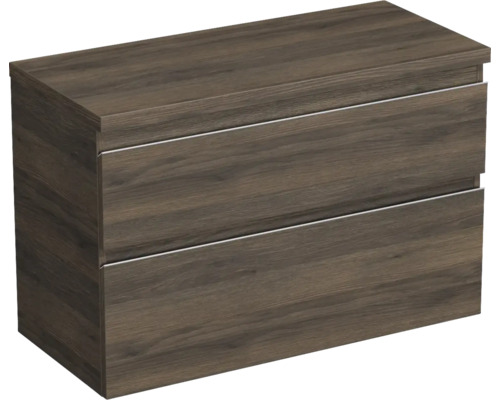 Meuble sous vasque Jungborn TRENTA lxhxp 96,7 x 64,6 x 44,5 cm couleur de façade chêne décor bois TRE DESK 100 2Z S 25