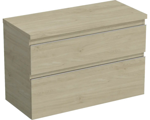 Meuble sous vasque Jungborn TRENTA lxhxp 96,7 x 64,6 x 44,5 cm couleur de façade chêne décor bois TRE DESK 100 2Z S 70