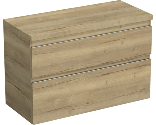 Meuble sous vasque Jungborn TRENTA lxhxp 96,7 x 64,6 x 44,5 cm couleur de façade chêne décor bois TRE DESK 100 2Z S 80