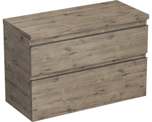 Meuble sous vasque Jungborn TRENTA lxhxp 96,7 x 64,6 x 44,5 cm couleur de façade chêne décor bois TRE DESK 100 2Z S D370