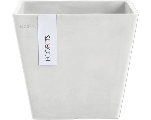 Blumentopf Ecopots Rotterdam Kunststoff Ø 18,3 cm 20,3 x 20,3 x 17,8 cm weiß Quadratischer Blumentopf aus Kunststoff