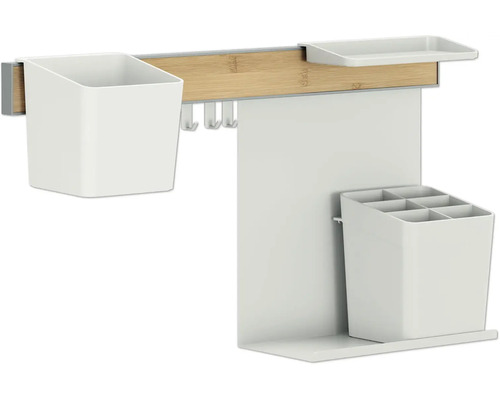 Étagère de salle de bain avec étagères et crochets pour ranger les accessoires de salle de bain