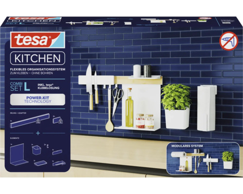 Kit d''organisation de cuisine Tesa à coller sans percer