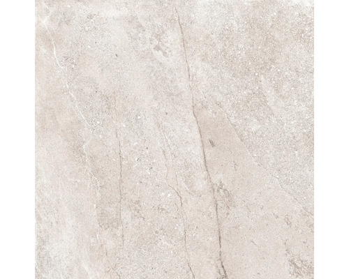 Dalle de terrasse en grès cérame fin FLAIRSTONE City Wave White bords rectifiés 60 cm x 60 cm x 2 cm Motif de carreaux en pierre