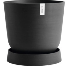 Pot de fleurs foncé avec soucoupe assortie