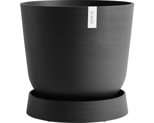 Dunkler Pflanztopf mit passender Untertasse
