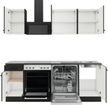 Cuisine complète sans appareils Optifit Rimini409/Madrid420 210 cm noyer anthracite mat démontée variante réversible KPRM 2179OE-9+