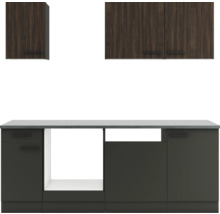 Cuisine complète sans appareils Optifit Rimini409/Madrid420 210 cm noyer anthracite mat démontée variante réversible KPRM 2179OE-9+