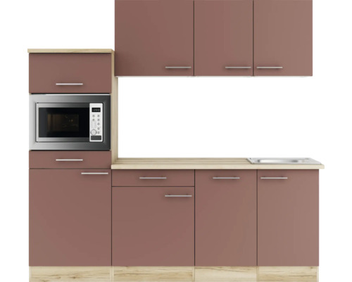 Küchenzeile mit Spüle und Mikrowelle