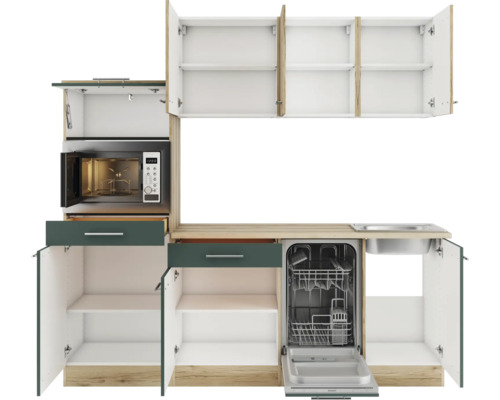 Cuisine équipée avec micro-ondes et lave-vaisselle