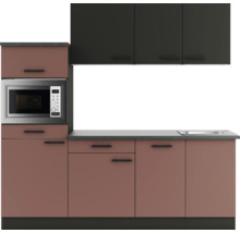 Küchenzeile mit Mikrowelle und Spüle in modernem Design