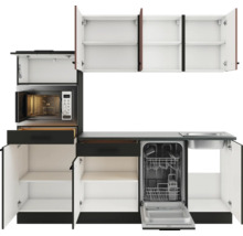 Optifit Küchenzeile mit Geräten Nizza407/Madrid420 210 cm rostrot anthrazit matt zerlegt Variante reversibel KPNM 2181-9+