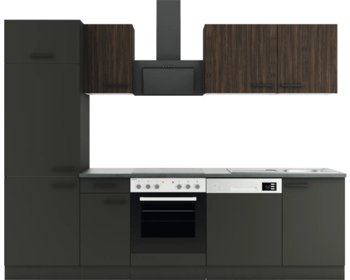 Optifit Küchenzeile mit Geräten Rimini409/Madrid420 270 cm nussbaum anthrazit matt zerlegt Variante reversibel KPRM 2702-9+ Optifit Küchenzeile mit Geräten Rimini409/Madrid420 270 cm nussbaum anthrazit matt zerlegt Variante reversibel KPRM 2702-9+