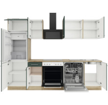 Komplette Küche mit Elektrogeräten, Spülmaschine, Kühlschrank, Herd und Dunstabzugshaube