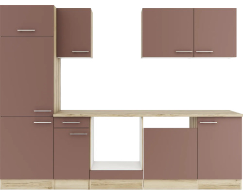 Küchenzeile mit Hänge- und Unterschränken sowie Arbeitsplatte