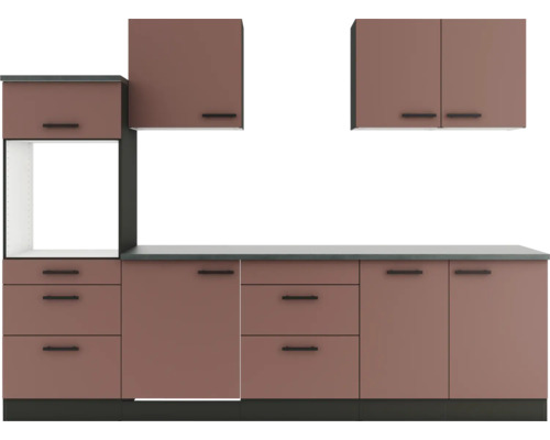 Küchenzeile mit Hängeschränken und Schubladen