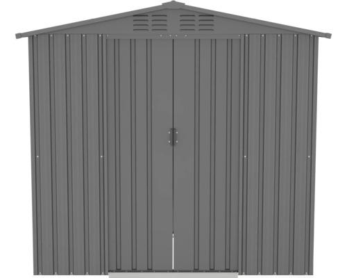 Abri de jardin en métal avec double porte et toit à deux pentes