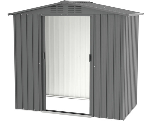 Abri de jardin en métal avec porte coulissante
