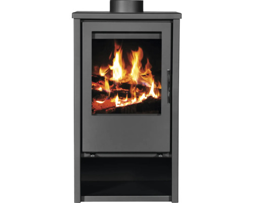 Poêle à bois avec feu de bois dans la chambre de combustion