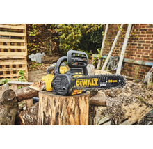 DeWalt Kettensäge mit 30 Zentimeter Schwertlänge auf Baumstumpf
