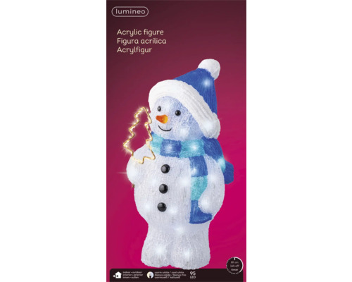 Acryl Schneemann Figur mit LED Beleuchtung und Mütze