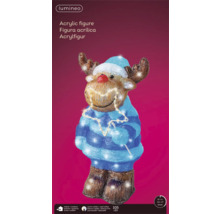 Leuchtfigur Elch mit LED-Beleuchtung und Strickmütze