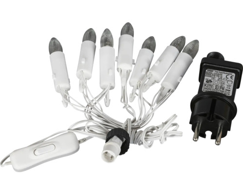 Guirlande lumineuse 7 LED couleur d’éclairage blanc chaud avec minuterie 6 heures Guirlande lumineuse avec prise et interrupteur