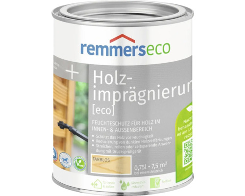 Imprégnation de surfaces en bois REMMERS ECO incolore 0,75 l Imprégnation du bois incolore de Remmers dans un seau métallique
