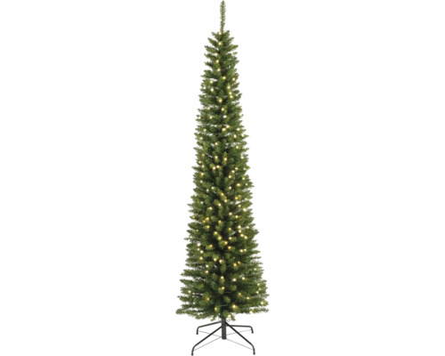 Künstlicher Weihnachtsbaum Everlands Pencil beleuchtet Ø 60 cm H 210 cm grün 280 LEDs Schlanker künstlicher Weihnachtsbaum mit Beleuchtung auf einem Ständer