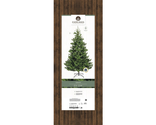 Verpackung eines Everlands Weihnachtsbaums aus Kunststoff mit Ständer