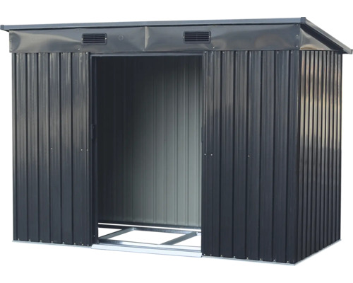 Abri de jardin métallique avec porte coulissante
